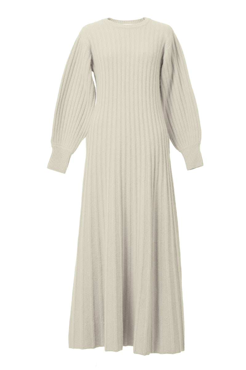 Eco Cashmere Long Rib Knit Dress | Pearl – MYLAN ONLINE SHOP
