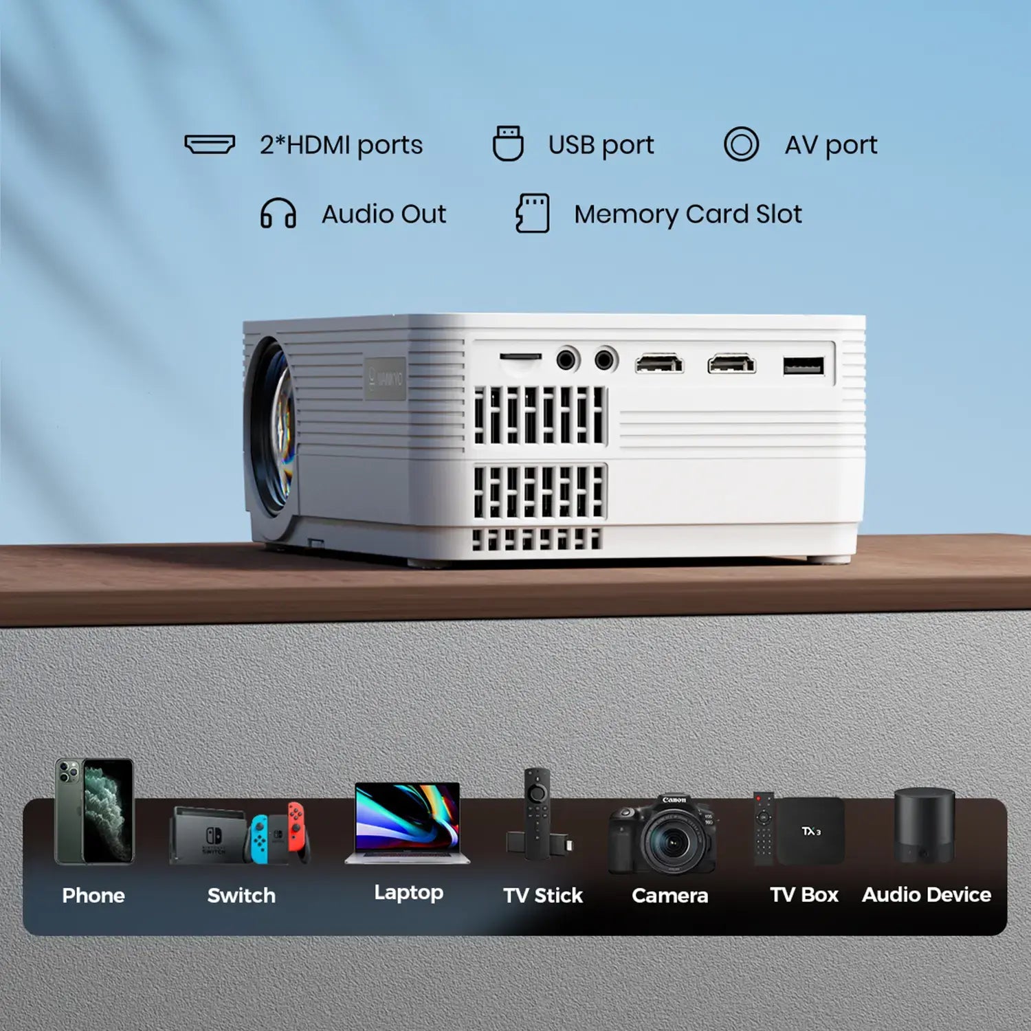 VANKYO Leisure 470 Pro Native 1080P Wireless Single LCD Mini Projector - White