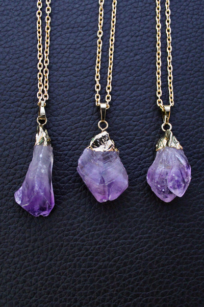 raw amethyst necklace gold