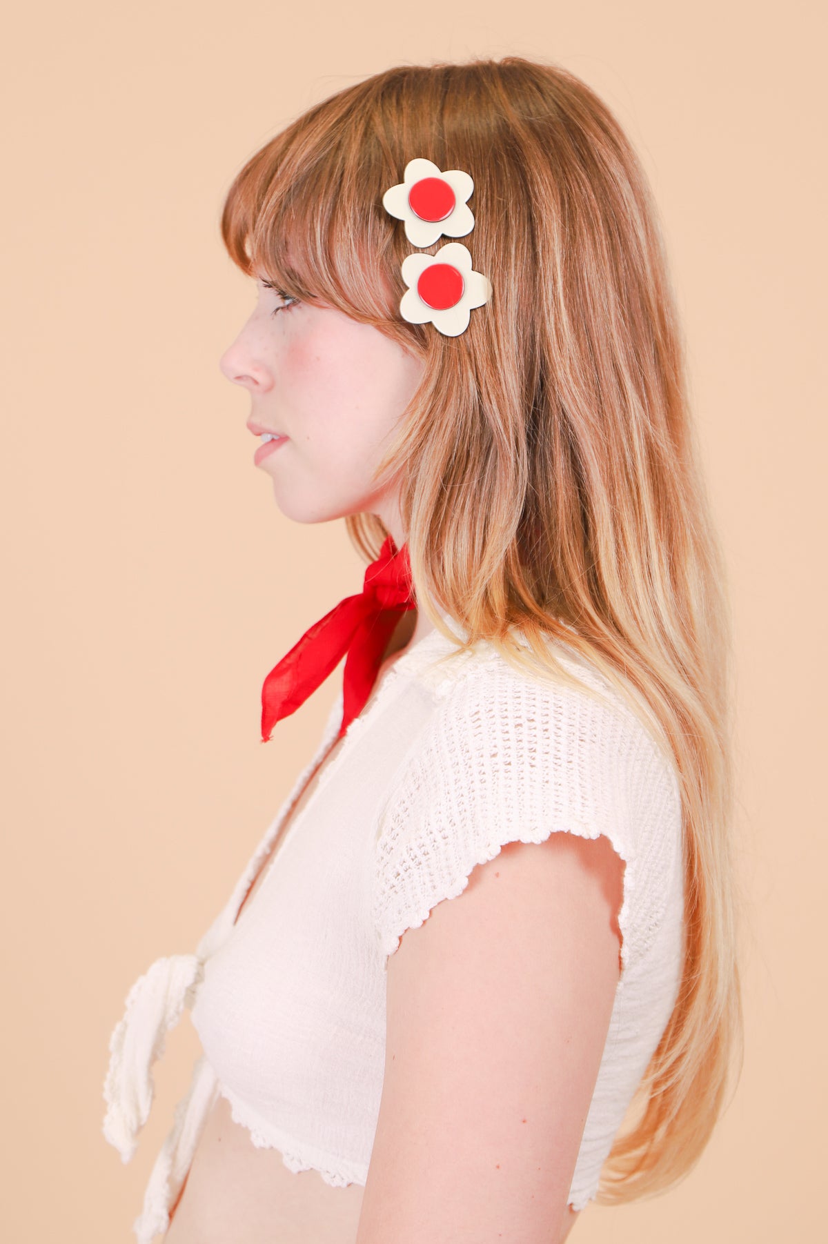 cream flower hair clip