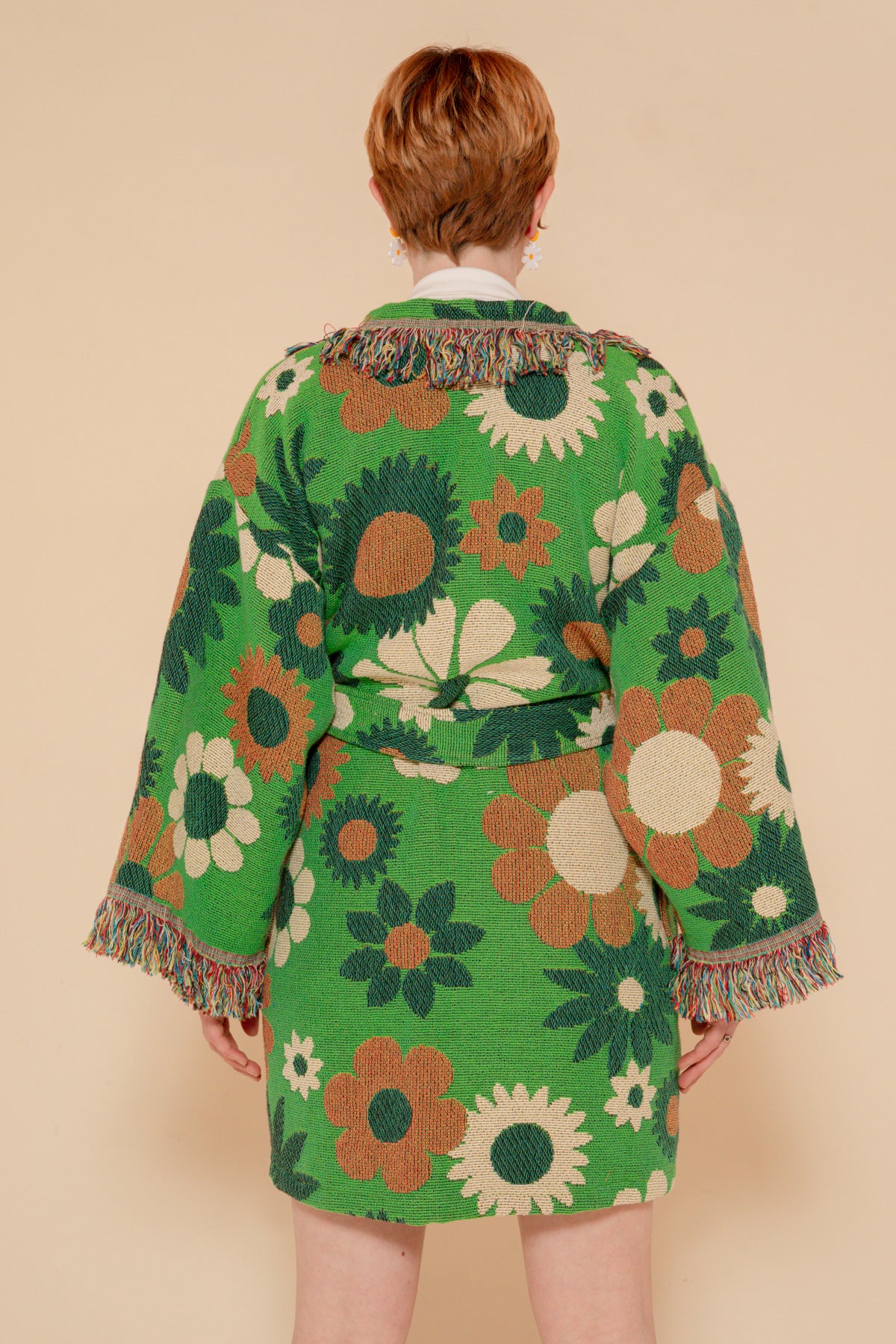 Green Daisy Blanket Robe Coat