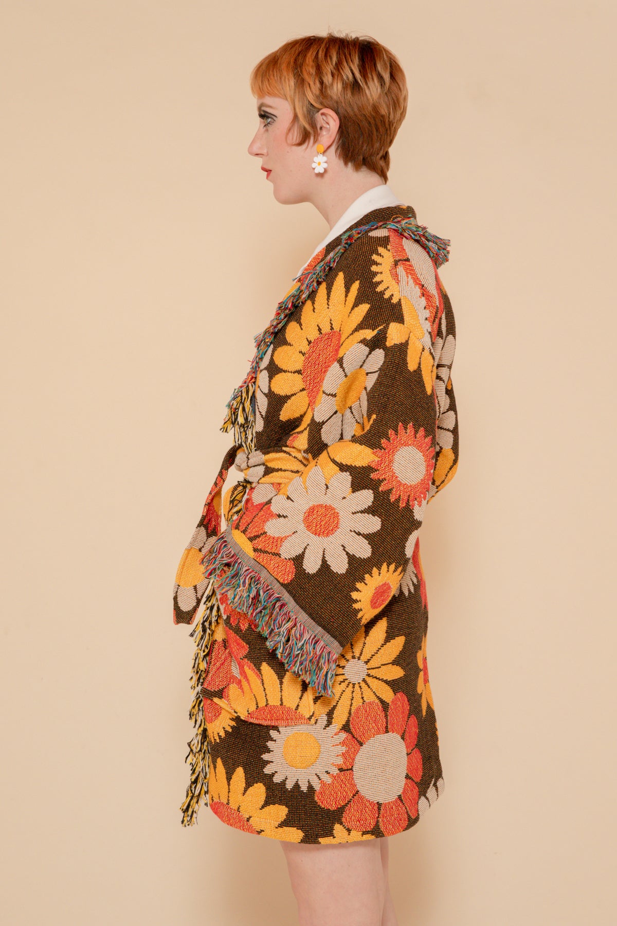 Chocolate Daisy Blanket Robe Coat