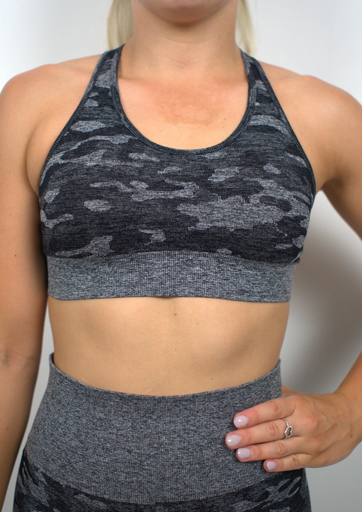 black camo sports bra