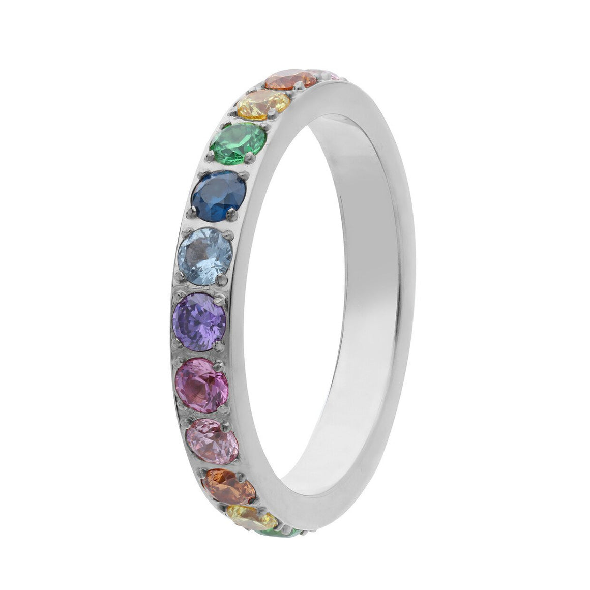 Qudo Silver Multi-Coloured Eternity Ring – Townhall Treasures