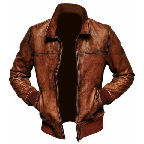 brown leather jacket