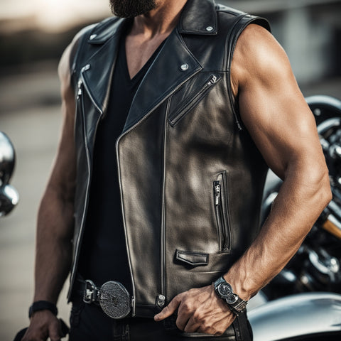 men's leather vest