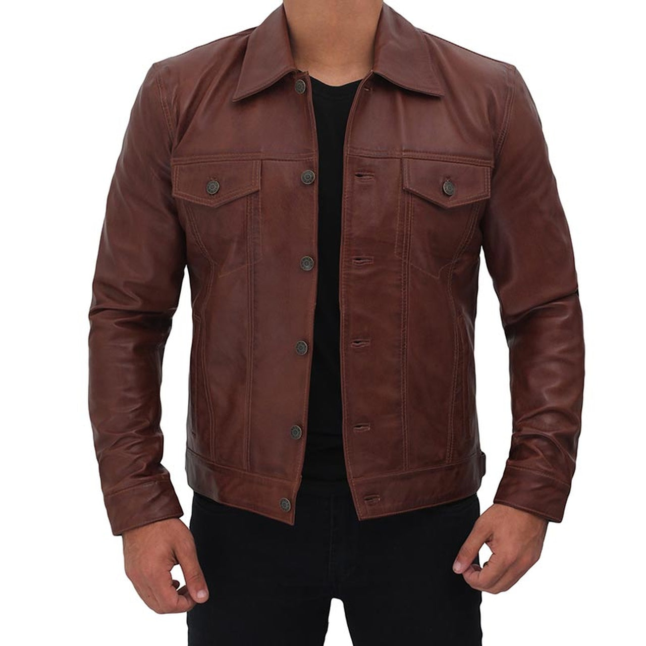 genuine leather trucker jacket