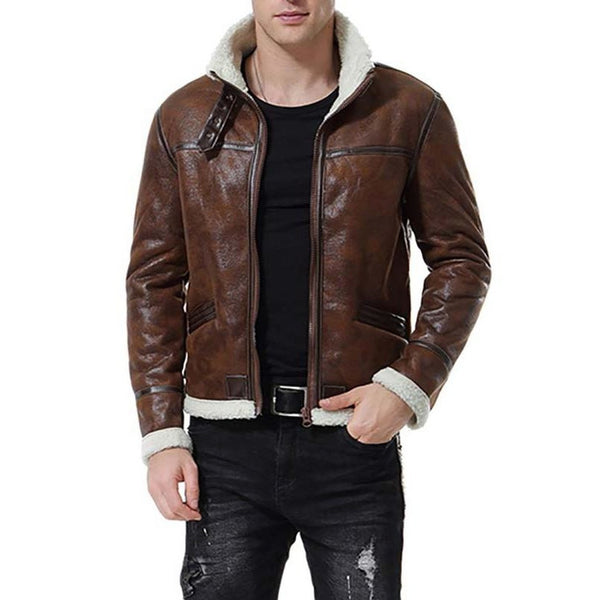 Brown Shearling Leather Jacket Men – Musheditions