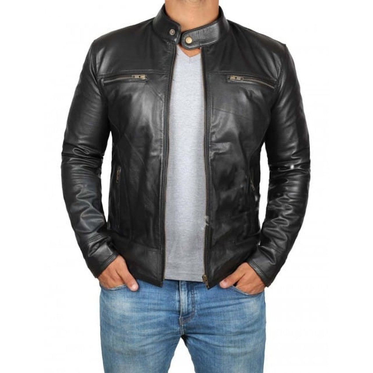 Men Black Genuine Leather Jacket – Musheditions