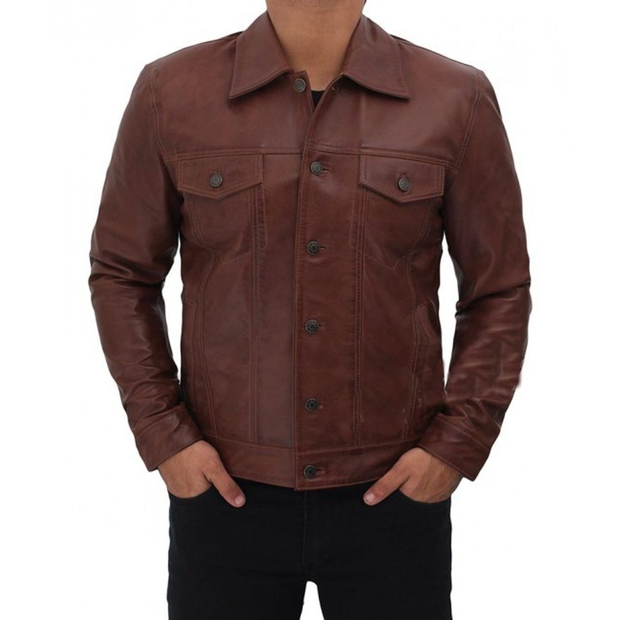 genuine leather trucker jacket