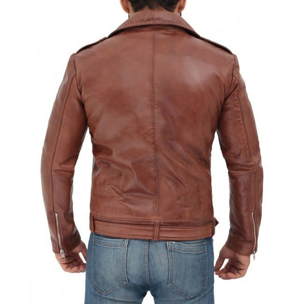 Brown Leather Motorcycle Jacket for Men – Musheditions