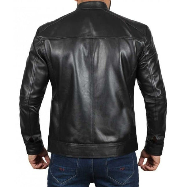 Black Cafe Racer Leather Jacket for men – Musheditions