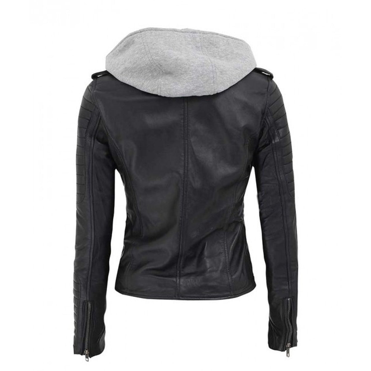 women's leather jacket with hoodie