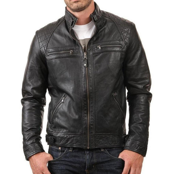 Lambskin leather jacket Men l Genuine Lambskin Biker Leather Jacket ...
