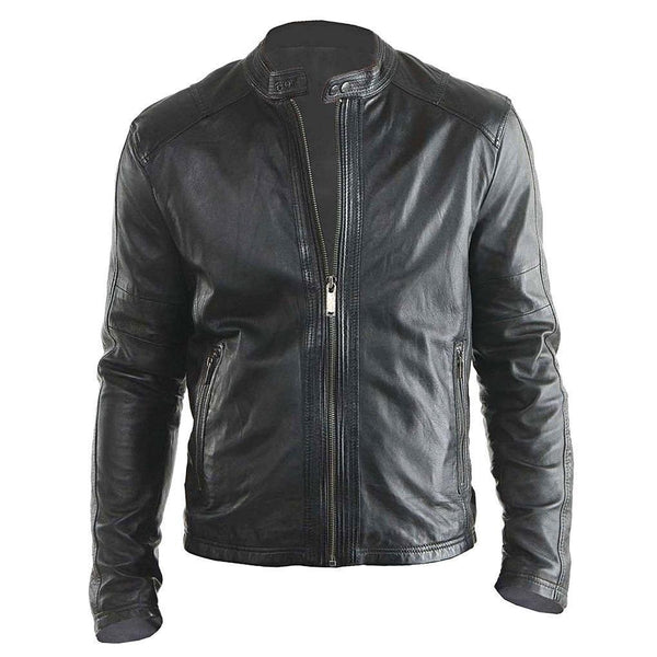 Lambskin leather jacket Men l Genuine Lambskin Biker Leather Jacket ...