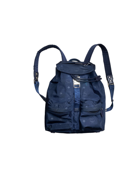 MCM Dieter Nylon Backpack Navy Monogram