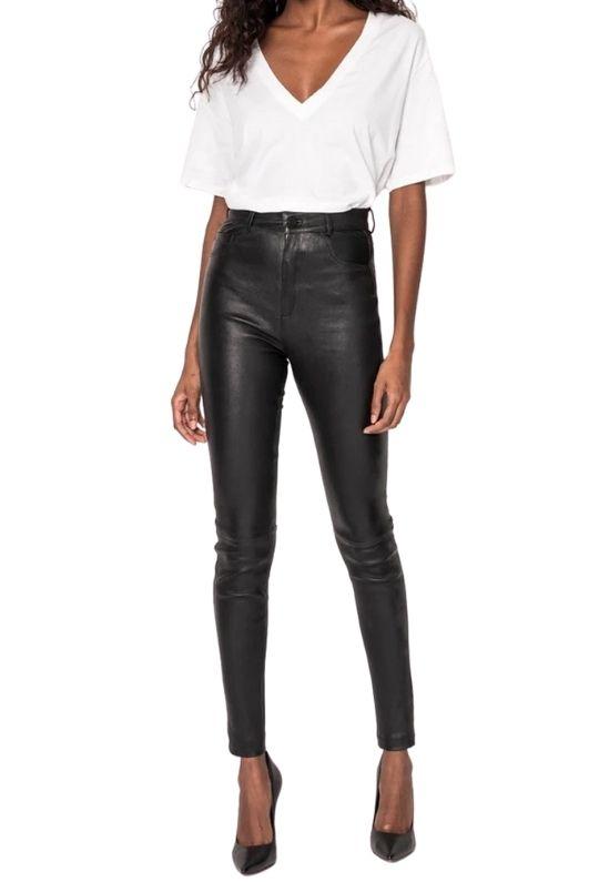 stretch leather jeans