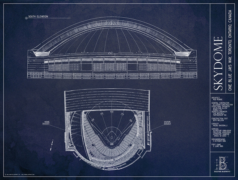 Sky Dome Toronto Blue Jays Blue Jays Gifts Ballpark Blueprints