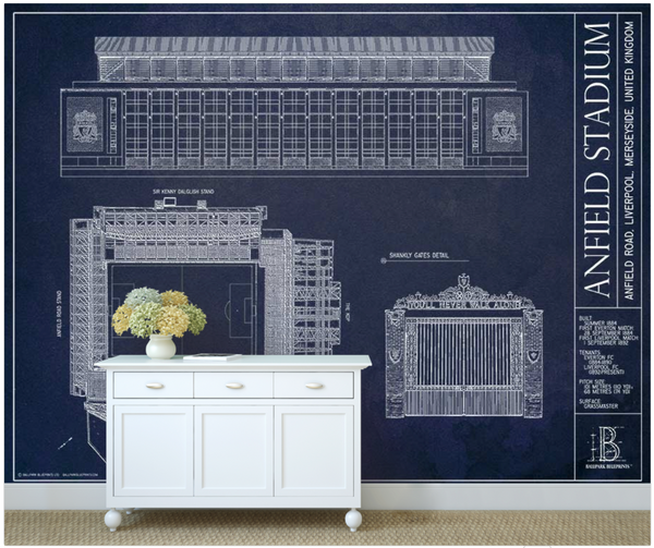 Old Tiger Stadium Blueprint Mural - Murals Your Way