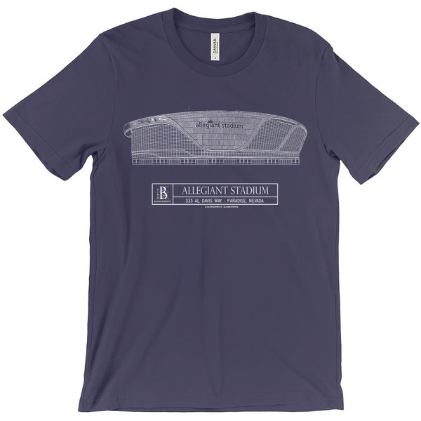 Old Tiger Stadium T-Shirt, Navin Field Blueprint Tee, Well Done Goods White on Navy Crew Neck / Small