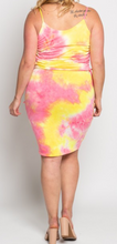 Load image into Gallery viewer, Tie Dye Ruched Dress PINK/YELLOW
