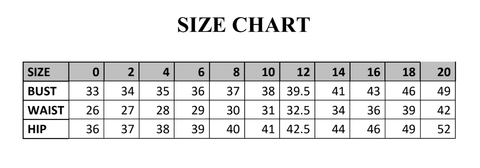 Janique Size Chart – Fantasy Bridal Boutique