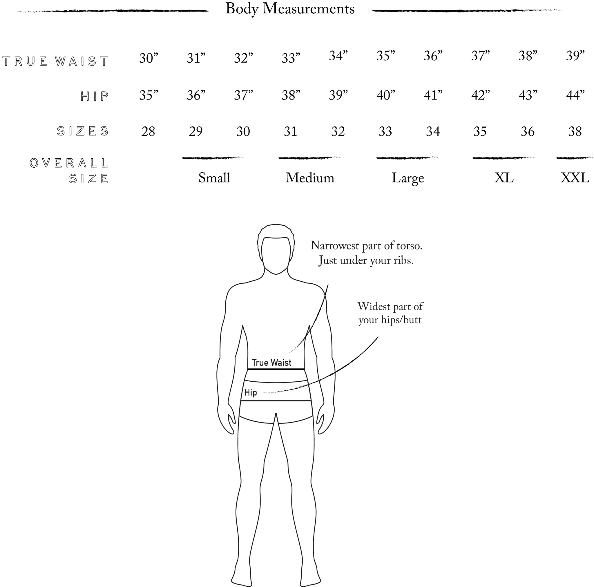 Men's Jorts Size Charts – Ripton