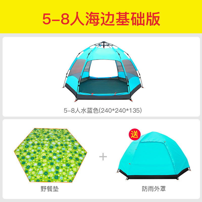 tenda otomatis di luar 5-8 orang menebal tahan hujan camping barang luar ruangan