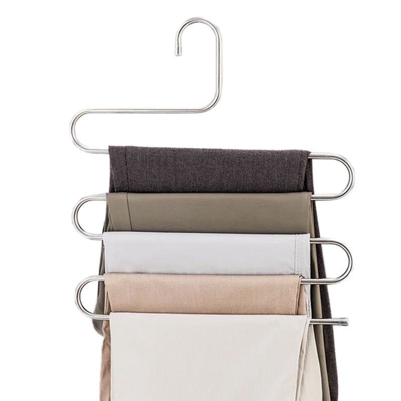 Hanger stainless steel lima lapisan berbentuk S rak lemari pakaian vertikal non-slip - OCISTOK.COM