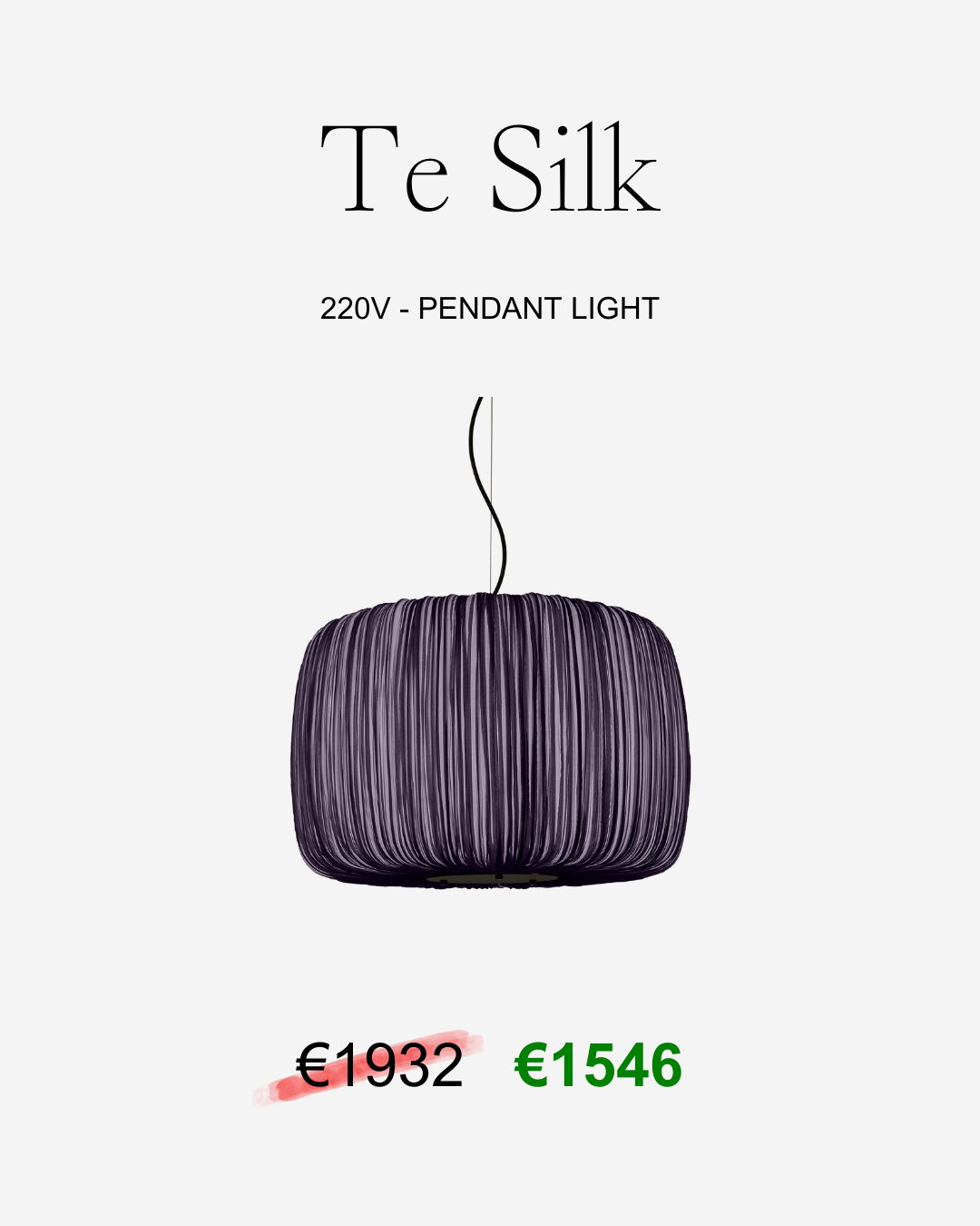 Te Silk 220V Pendant Light in Dark Silk