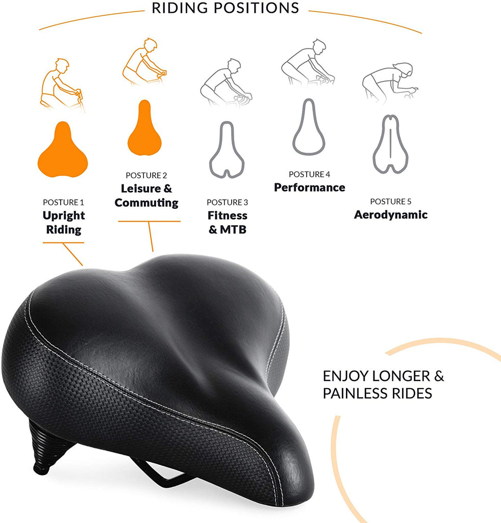 Bikeroo Most Comfortable Bike Seat For Seniors Extra Wide And Padde