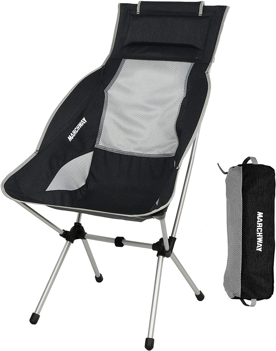 MARCHWAY Lightweight Folding High Back Camping Chair with Headrest, P