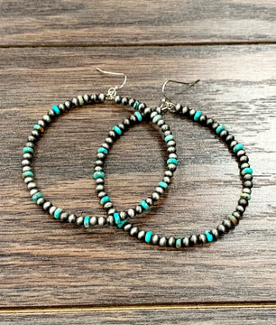 Turquoise/Silver Hoops