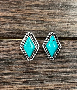 Turquoise Diamond Stud Earrings