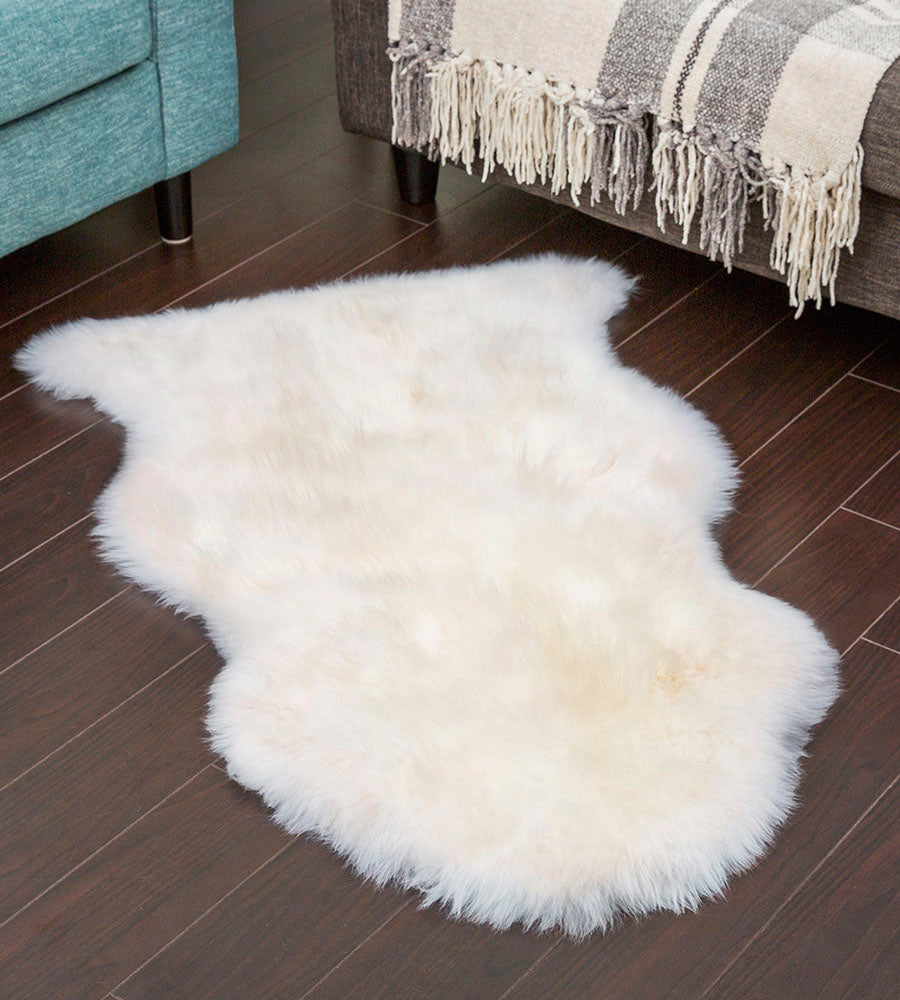 white company sheepskin rug