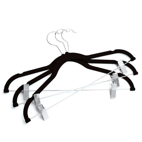 Black Velvet Hangers With Clips