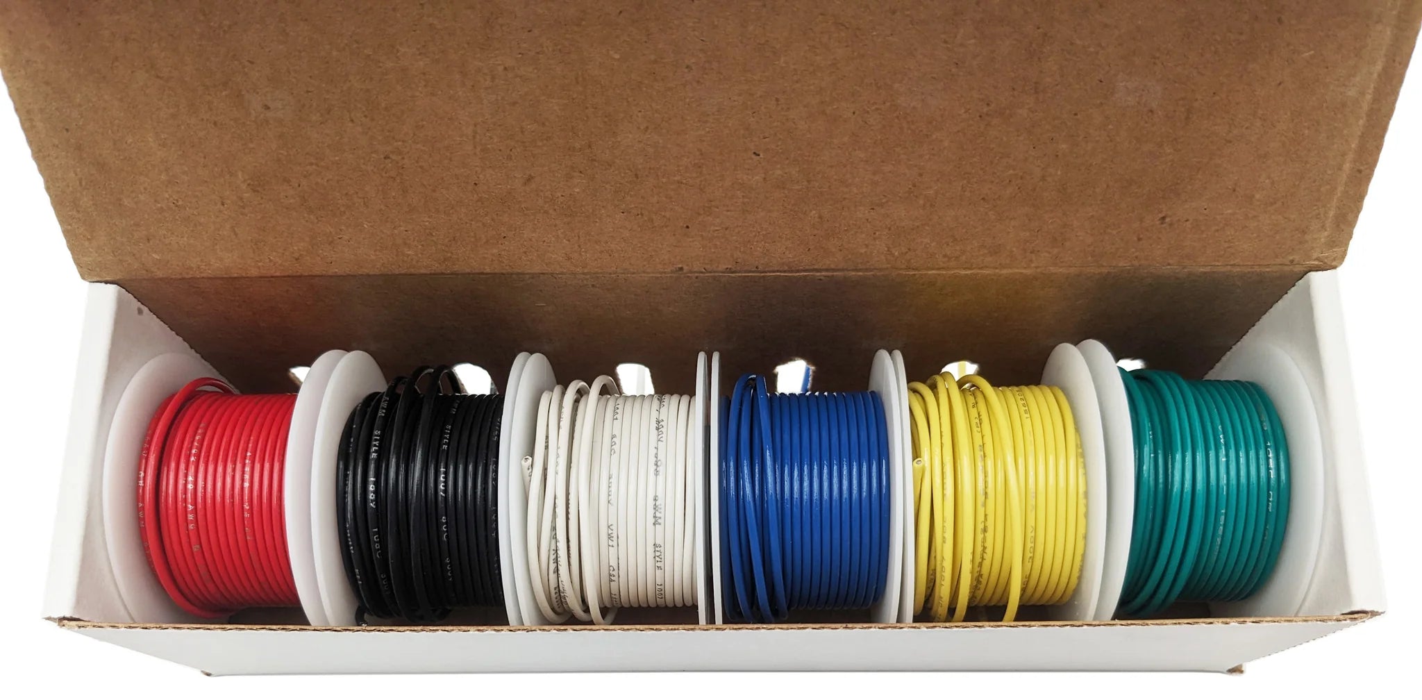 20 Gauge Stranded Hook Up Wire Kit - 6 Different Color 25 Foot Spools of Tinned Copper with PVC Insulation