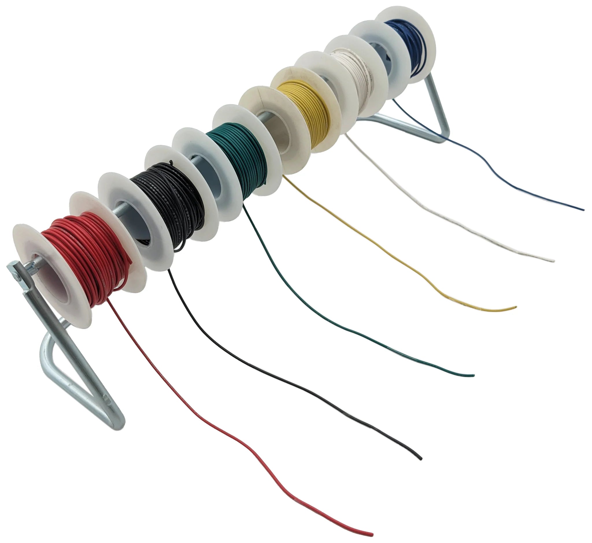 Six 25 - Foot Spools of 24 Gauge Stranded Tinned Copper Hook - Up Wire Kit with Metal Spool Holder