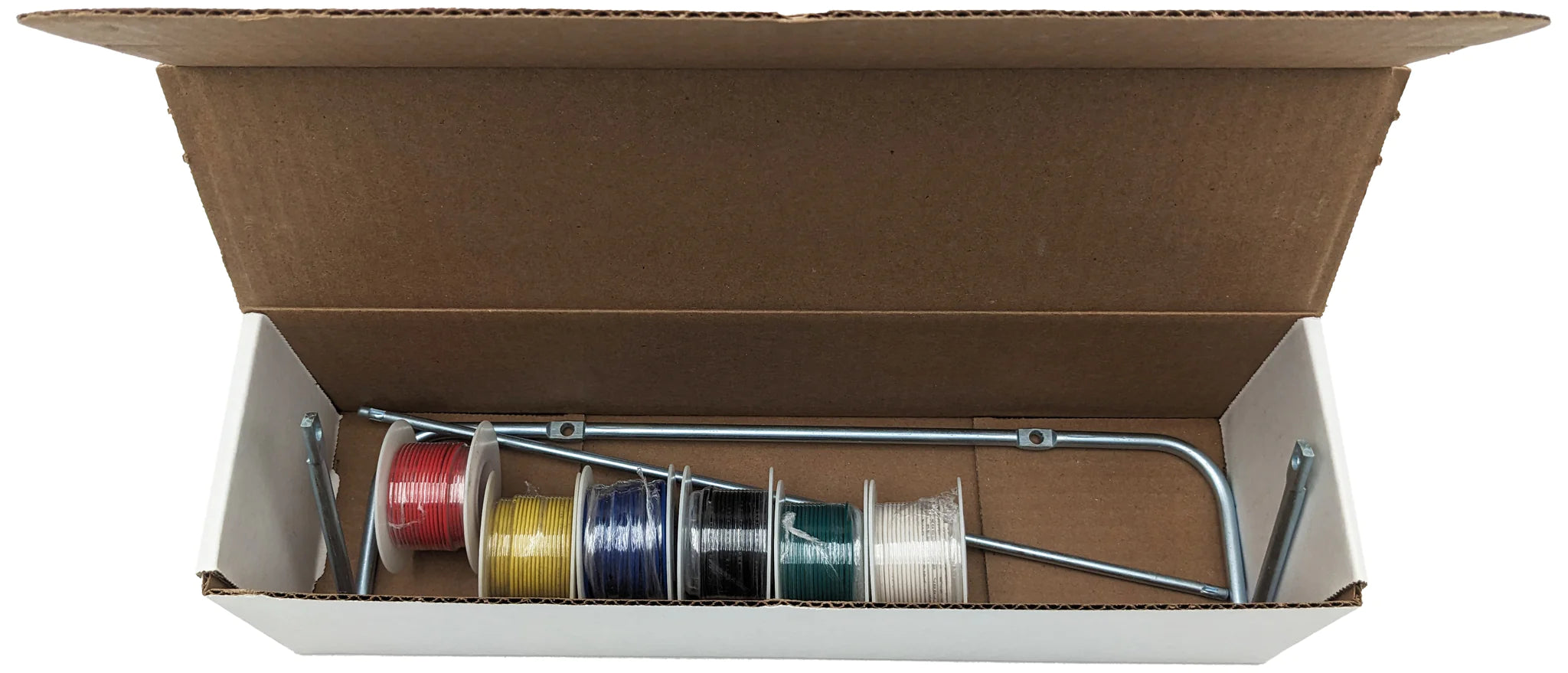 Six 25 - Foot Spools of 24 Gauge Stranded Tinned Copper Hook - Up Wire Kit with Metal Spool Holder