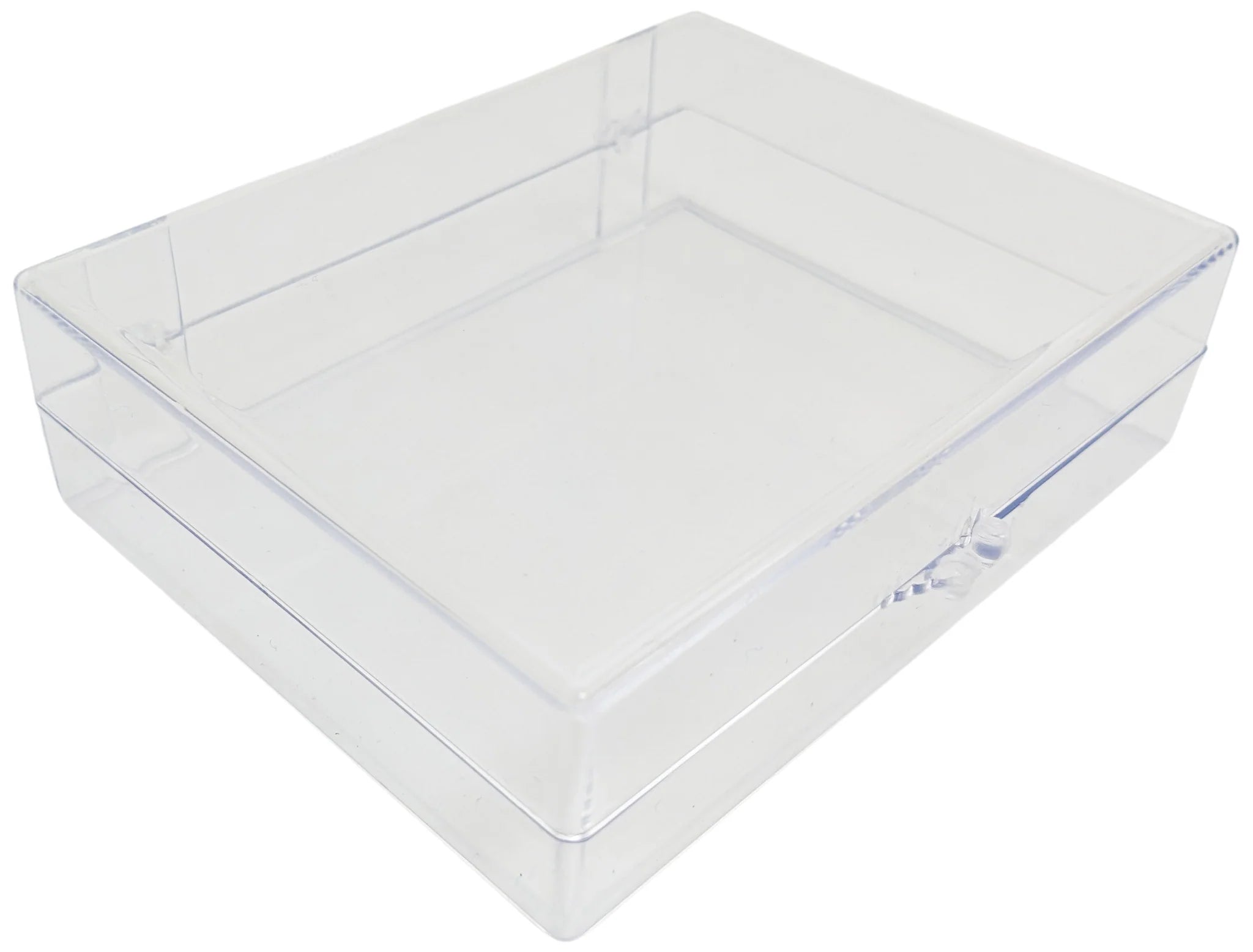  Small Clear Plastic Box, Rigid Hinged Polystyrene - 4⅝ × 3½ × 1¼" 