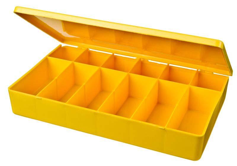  Plastic Boxes - 12-fixed division polypropylene, 11 in. x6-three-quarters in. x1-three-quarters in. 