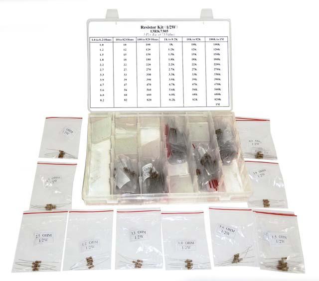  Resistor Kit 1/2 Watt 365 Pieces - Plastic Box with Dividers 