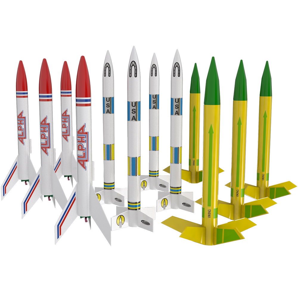  Estes 1753 AVG Rocket Bulk Pack, Includes 12 Model Rocket Kits (4 each of the Alpha, Viking and Generic rockets.) 