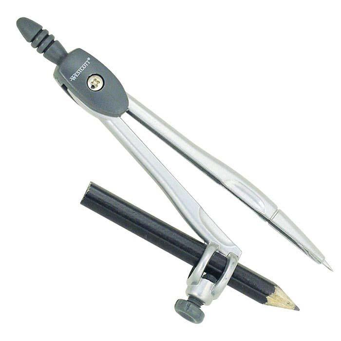  Westcott Silver Metal Compass With Pencil 