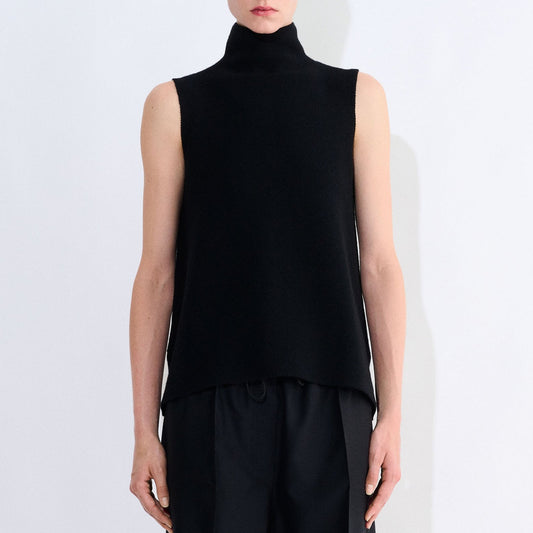 Sleeveless Turtleneck Knit Top With Side Slits -  Canada