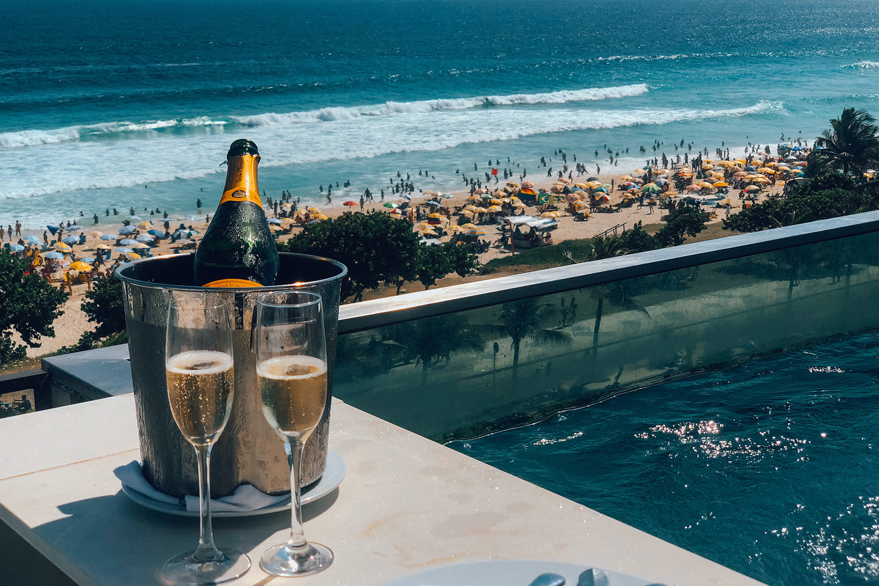 champagne on the beach