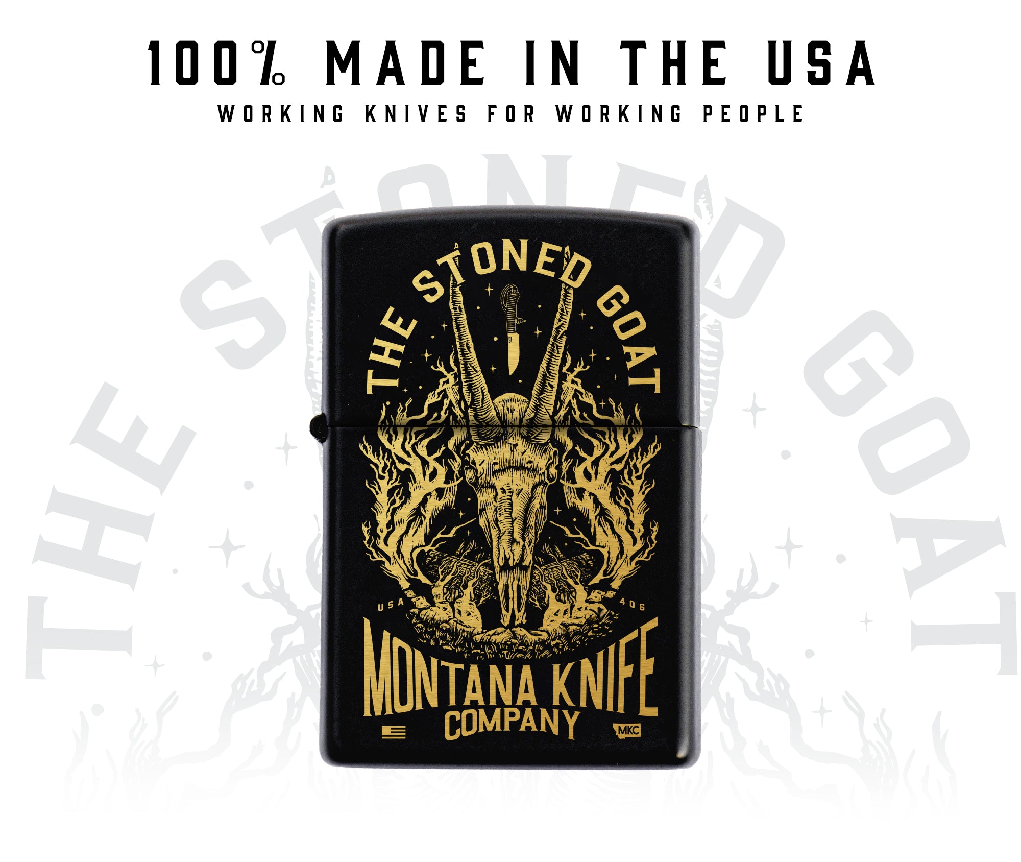 THE STONED GOAT TRADITIONAL WINDPROOF ZIPPO LIGHTER USA MADE - Montana Knife Company