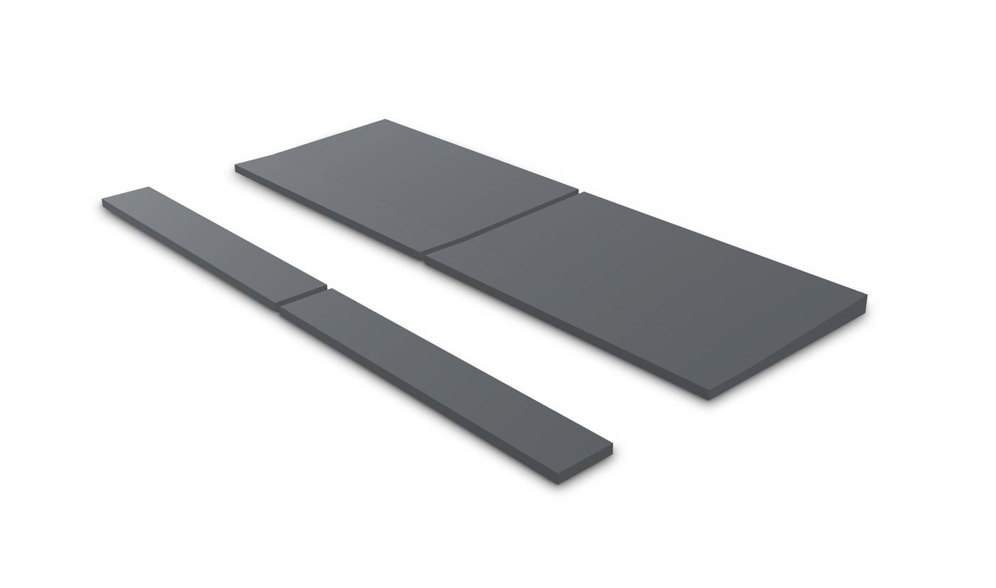 The SONU Extra Support Kit, designed to bolster support below the Comfort Channel, in dark grey foam.