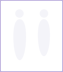 2 gray icons made up of a circle and a vertical oval that demostrate the average male & female sizes.