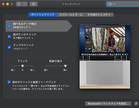 Macのシステム環境設定のトラックパッド